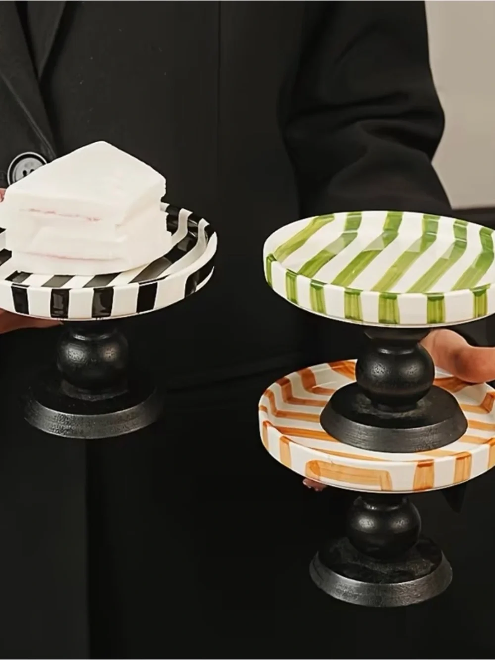 Black & White Striped Cupcake Cake Stand - Home Party Supplies